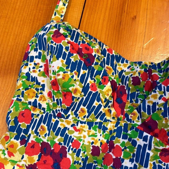 GIRLS FROM SAVOY 0 Vintage Floral Garden Party Halter Dress Smocked - Picture 5 of 10